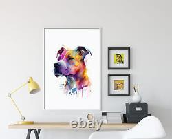 Affiche, impression artistique, et peinture de Staffordshire Bull Terrier en aquarelle