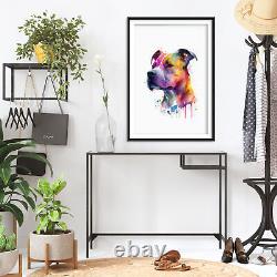Affiche, impression artistique, et peinture de Staffordshire Bull Terrier en aquarelle