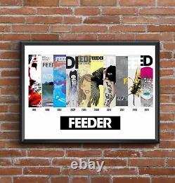 Affiche imprimée de la discographie de la couverture d'album multi-albums de Feeder - Un excellent cadeau pour la fête des pères.