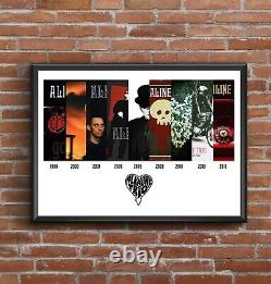 Affiche imprimée de la discographie des couvertures d'albums multiples d'Alkaline Trio pour la fête des pères