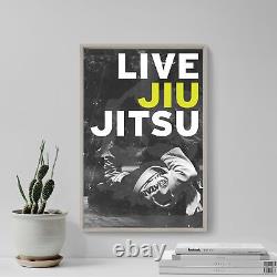 Affiche motivationnelle de Jiu-Jitsu 12 LIVE JIU JITSU Art Imprimé Citation BJJ