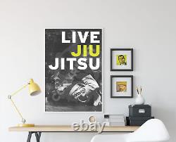 Affiche motivationnelle de Jiu-Jitsu 12 LIVE JIU JITSU Art Imprimé Citation BJJ