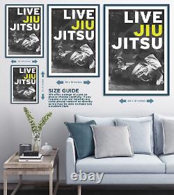 Affiche motivationnelle de Jiu-Jitsu 12 LIVE JIU JITSU Art Imprimé Citation BJJ