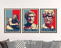 Affiches de stoïcisme Ensemble de trois impressions d'art stoïque Marcus Aurelius Sénèque Sage