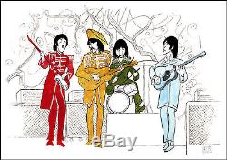 Al Hirschfeld Signée À La Main The Beatles Sgt. Pepper's Lonely Hearts Club Band