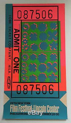 Andy Warhol 1967 Billet De New York Film Festival De Lincoln Center Affiche Sérigraphiée