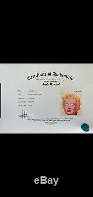 Andy Warhol, Original Signé, Certificat D'impression Coa $ 3450 Année 1986