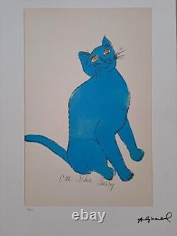 Andy Warhol Signé 5 Chats nommés Sam et Un Certificat de Chat Bleu