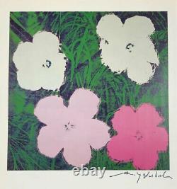 Andy Warhol Signé À La Main Fleurs Imprimer