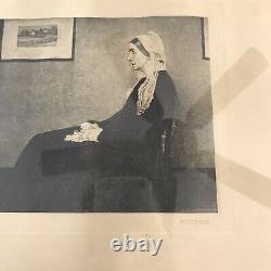 Antique Framed James Mcneill Whistler Imprimer Titled Mother Framed Matted B&w