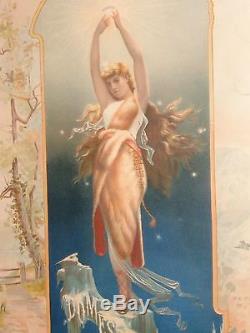 Antiquité Art Nouveau Dame Fée Publicité Domestique Machine À Coudre Imprimer Orig