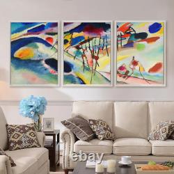 Art abstrait de paysage de Wassily Kandinsky, mosaïque en trois parties sur toile en poster multi-ensemble