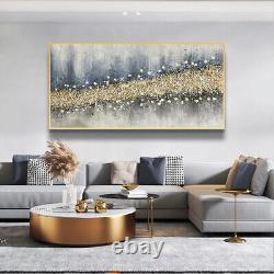 Art mural abstrait peint à la main cadre décoration intérieure peinture 60x120 cm avec dorure A