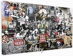 Art mural de collage de Banksy - Impression graffiti - Image - Œuvre d'art sur toile
