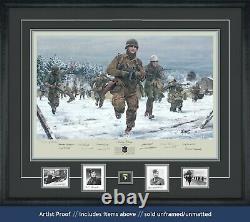Band Of Brothers Print Représentant Ron Speirs Et Dédicacé Par 14 Vétérinaires Bastogne