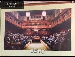 Banksy Singe Affiche Déconcentrée Parlement / Print Musée Bristol Encadré Maintenu À Plat
