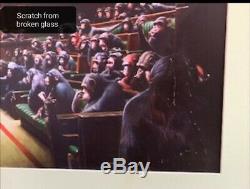 Banksy Singe Affiche Déconcentrée Parlement / Print Musée Bristol Encadré Maintenu À Plat