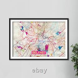 Belfast (Royaume-Uni) Carte Artistique Moderne Affiche Photo Imprimée sur Toile Cadeau