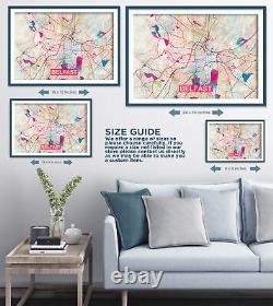 Belfast (Royaume-Uni) Carte Artistique Moderne Affiche Photo Imprimée sur Toile Cadeau