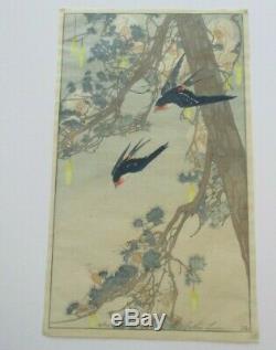 Bertha Lum Woodblock Imprimer Terre Rare De L'art Antique Bluebird Deco Japonais