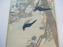 Bertha Lum Woodblock Imprimer Terre Rare De L'art Antique Bluebird Deco Japonais
