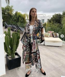 Bnwt Zara Edition Limitée Multicolore Patchwork Imprimer Long Kimono Taille S