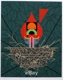 Charles / Charley Harper Cardinal Cradle Rare Signé À La Main, Ltd Ed Art D'oiseau