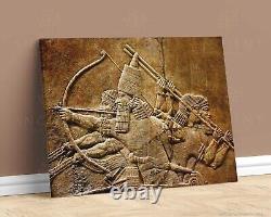 Chasse au lion d'Ashurbanipal, impression encadrée sur toile, affiche Babylonienne Sumérienne