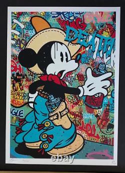 DEATH NYC Tirage Grand Signé Encadré 16x20in MICKEY MOUSE GRAFFITI BRAINWASH