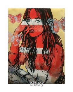 David Bromley Rouge Nude Papillons Élégant Edition Limitée Imprimer