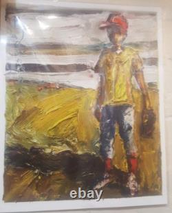 ÉDITION LIMITÉE D'UNE IMPRESSION SIGNÉE DE PEINTURE À L'HUILE 16 par 20 pouces Garçon de Baseball