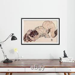 Egon Schiele Jeune Fille à genoux se reposant sur les deux coudes Poster Print Art
