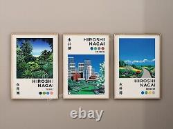 Ensemble de 3 toiles / affiches vintage encadrées de Hiroshi Nagai 'La Jungle' Art Japonais