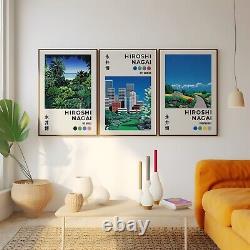 Ensemble de 3 toiles / affiches vintage encadrées de Hiroshi Nagai 'La Jungle' Art Japonais