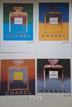 Ensemble de 4 lithographies CHANEL signées par Andy Warhol avec certificat