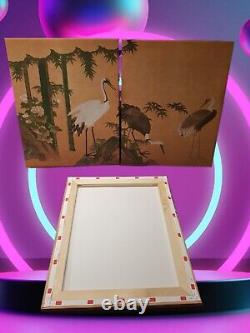 Ensemble japonais de 3 estampes d'art, Iris par Ogata Korin, triptyque de toile de décoration murale