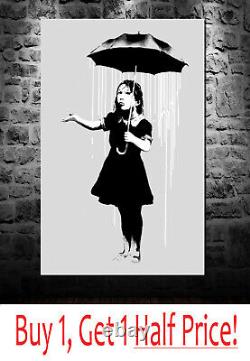 Fille au parapluie de Banksy toile impression d'art mural en différentes tailles Banksy Image