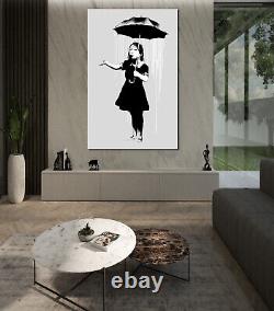 Fille au parapluie de Banksy toile impression d'art mural en différentes tailles Banksy Image