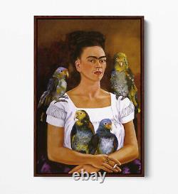 Frida Kahlo Perroquets 1 - Grande toile d'art mural effet flottant/cadre/impression de poster.