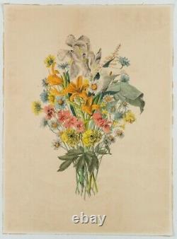 Giess (19ème Siècle), Bouquet Coloré De Fleurs, Grand Format, Lith