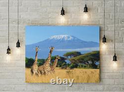 Giraffes Kenya Mont Kilimandjaro Safari Toile Encadrée Wall Art Picture Print