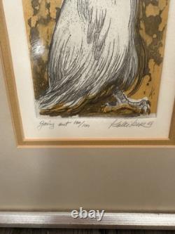 Gravure de hibou en sortie, édition limitée signée 100/100, art encadré. (A87)