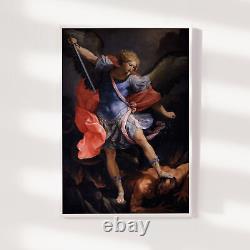 Guido Reni L'archange Michael écrase Satan (1635) Affiche d'impression de peinture d'art