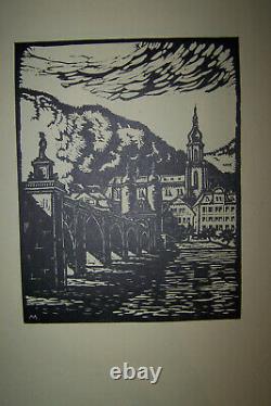 Heidelberg Brücke Schloß Paul Meurer Gebr Krüger Holzschnitte Um 1910