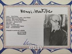 Henri Matisse Certificat de Nu Bleu Signé SPADEM Paris