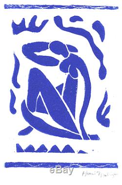 Henri Matisse Original Ltd Ed Imprimer Bleu Main Nue Signé Avec Coa (sans Cadre)