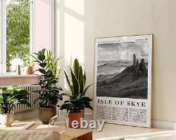 Île de Skye, Écosse Impression de Paysage Moderne, Art Mural de Voyage en Noir et Blanc