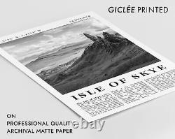 Île de Skye, Écosse Impression de Paysage Moderne, Art Mural de Voyage en Noir et Blanc