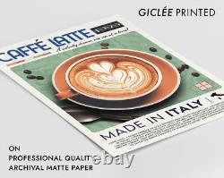 Impression Art Vintage Latte, Décor Mur de Café Italien, Portrait Photographique pour