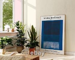 Impression d'art abstrait de Mark Rothko, Blanc & Verts sur Bleu, Carré Minimaliste